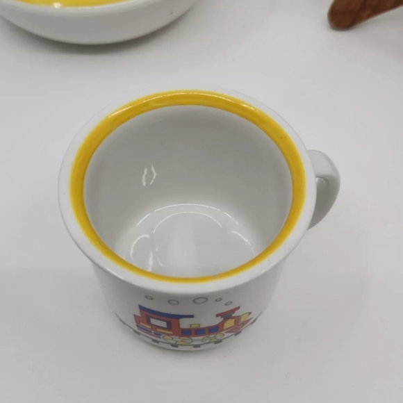 Vtg Tognana Crown Corning Italian  Pottery 3 Pc Child's Place Setting Choo-Choo - Picture 6 of 10